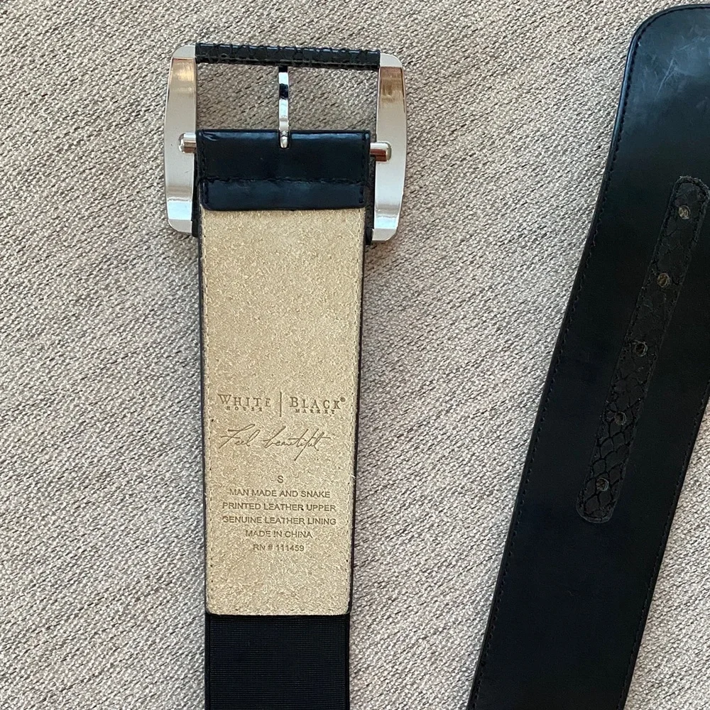 WHBM Wide Leather & Elastic Belt